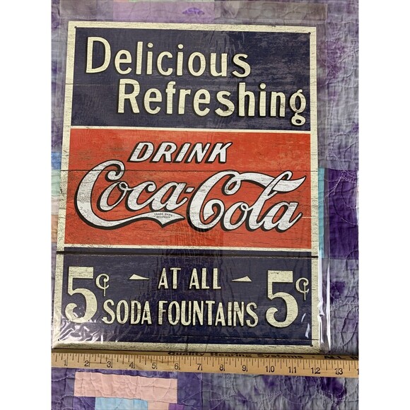 Coke Delicious 5 cents Tin Sign Wall Decor Metal Coca Cola Soda Man Cave 12.5x16 - Picture 3 of 3